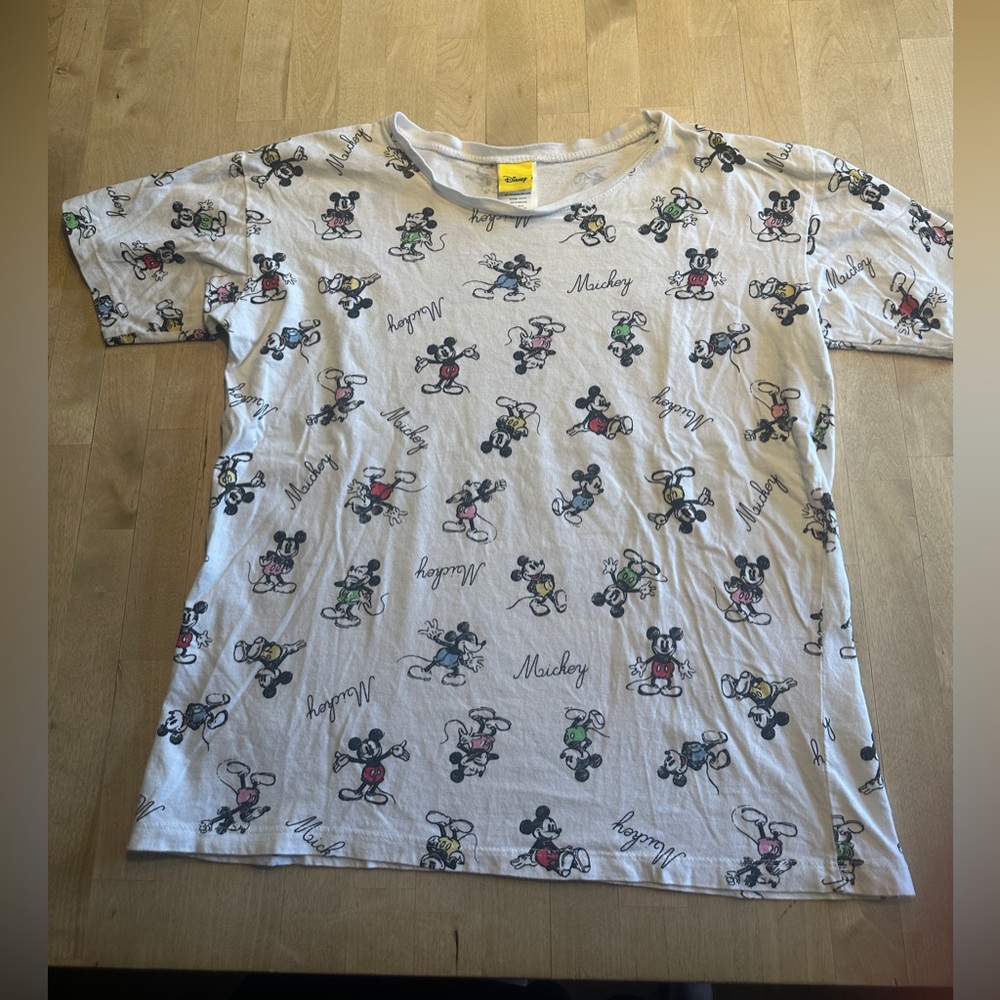 Disney Gray Short Sleeve Tee with Floral Print #disney